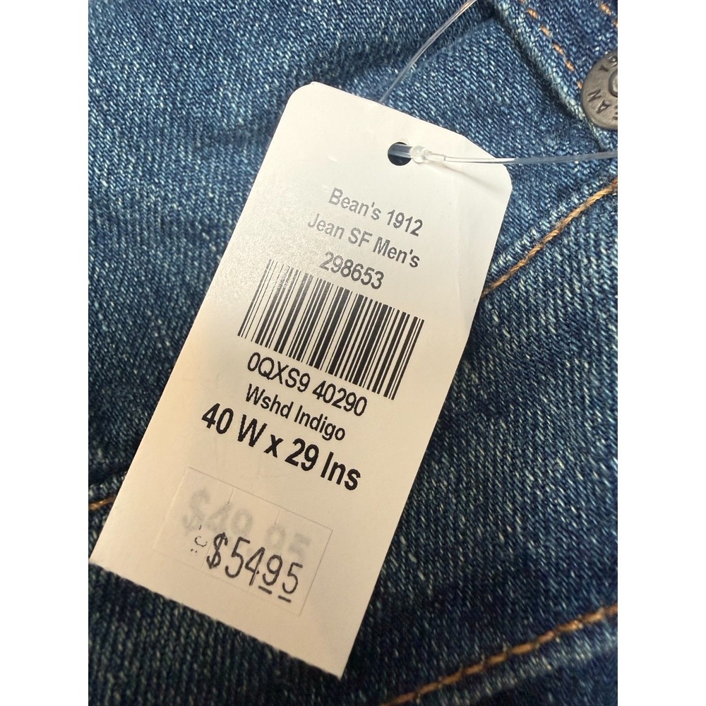 NWT L.L. Bean Double L Jeans Men's 40x29 Standard Fit Straight Leg Indigo Denim - Picture 9 of 9